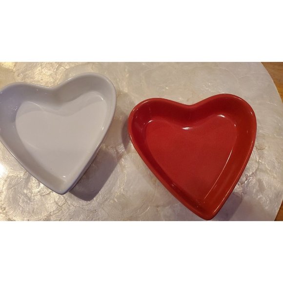 Pacific Island Creations Co. Heart Shaped Dishes - Red & White Valentine’s Day - Picture 1 of 4